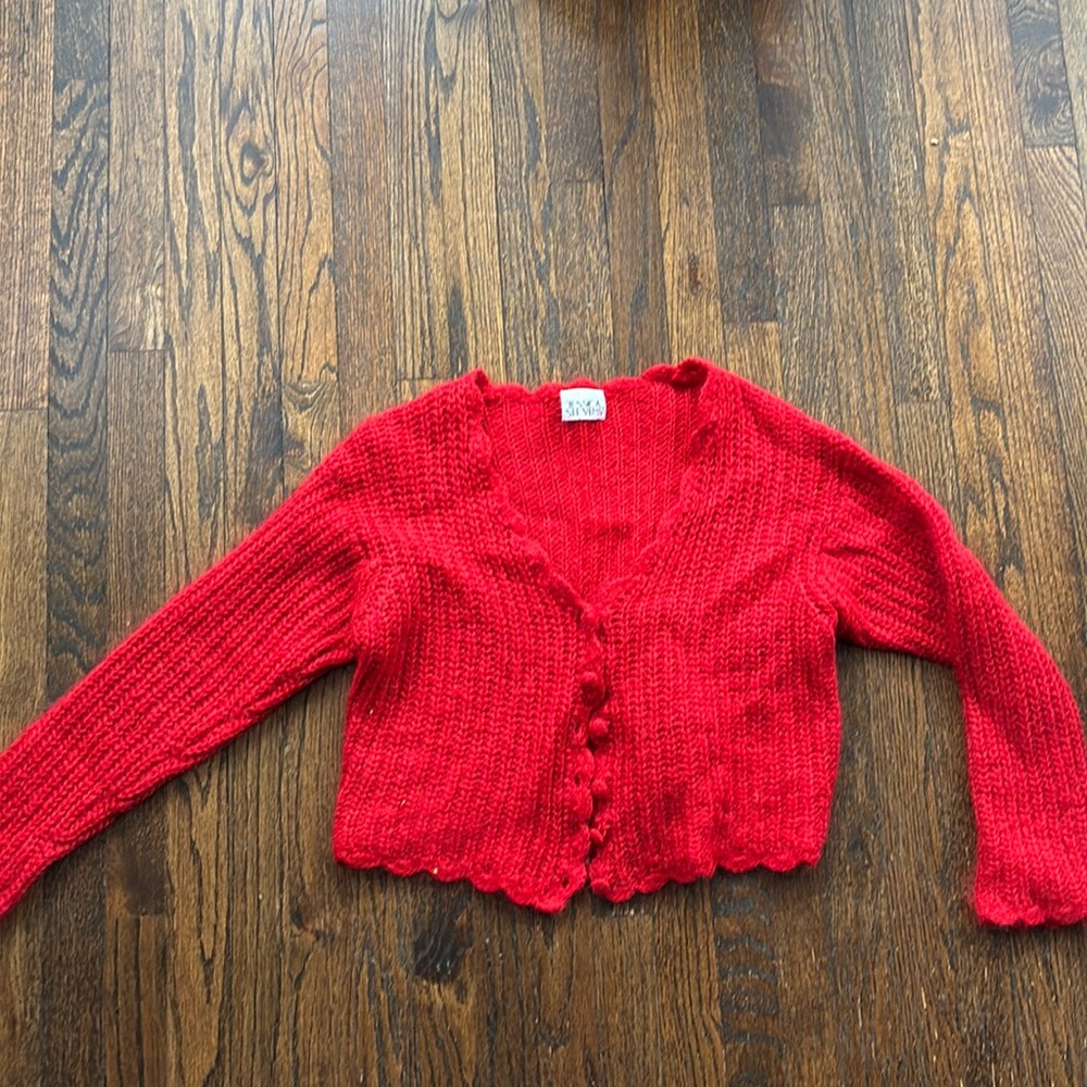 Vintage Red Scalloped Swetaer